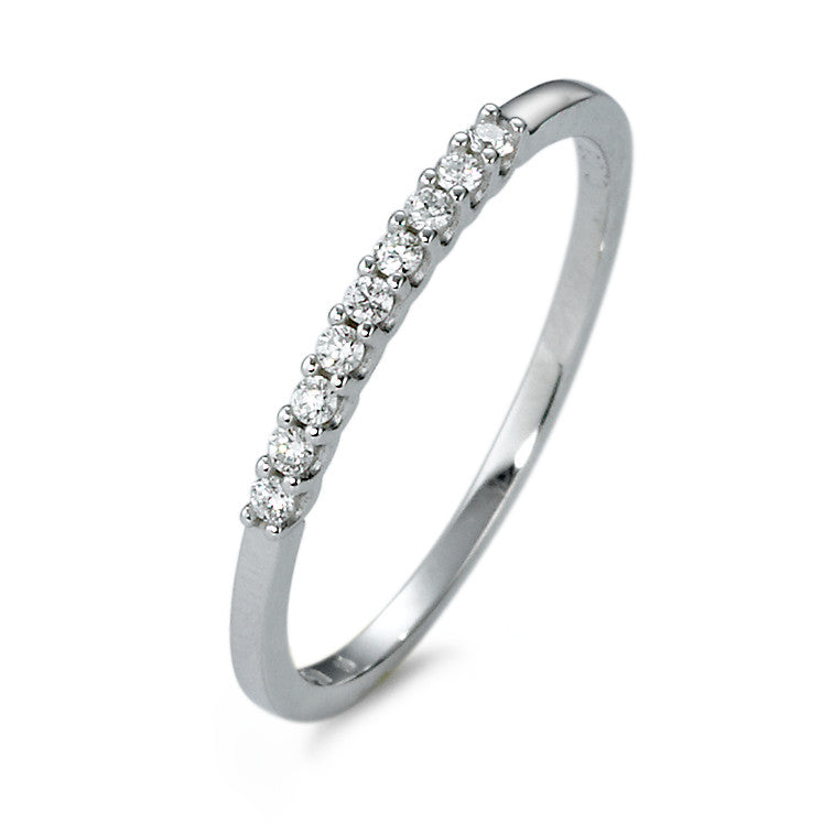 Memory Ring 750/18 K Weissgold Diamant weiss, 0.09 ct, 9 Steine, Brillantschliff, w-si