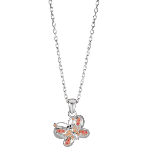 Halskette mit Anhänger Silber emailiert Schmetterling verstellbar