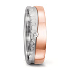 Partnerring 750/18 K Weissgold, 750/18 K Rosegold Diamant 0.02 ct, tw-si