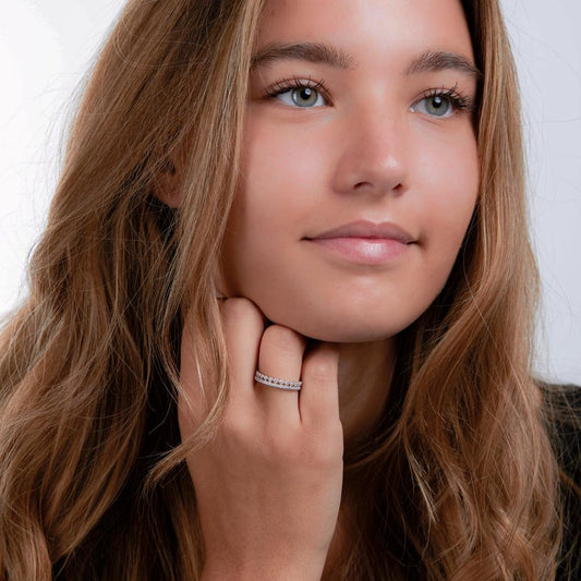 Fingerring Silber Zirkonia rhodiniert