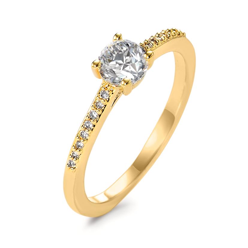 Solitär Ring Bronze Zirkonia 17 Steine vergoldet 3 Micron Ø5 mm
