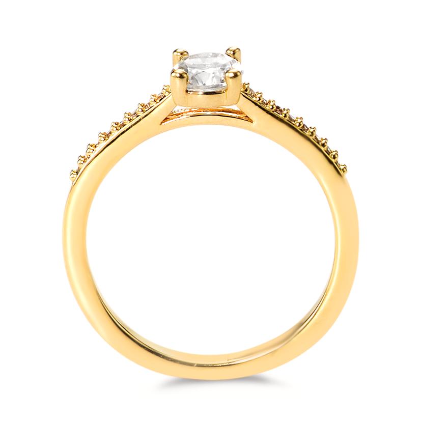 Solitär Ring Bronze Zirkonia 17 Steine vergoldet 3 Micron Ø5 mm
