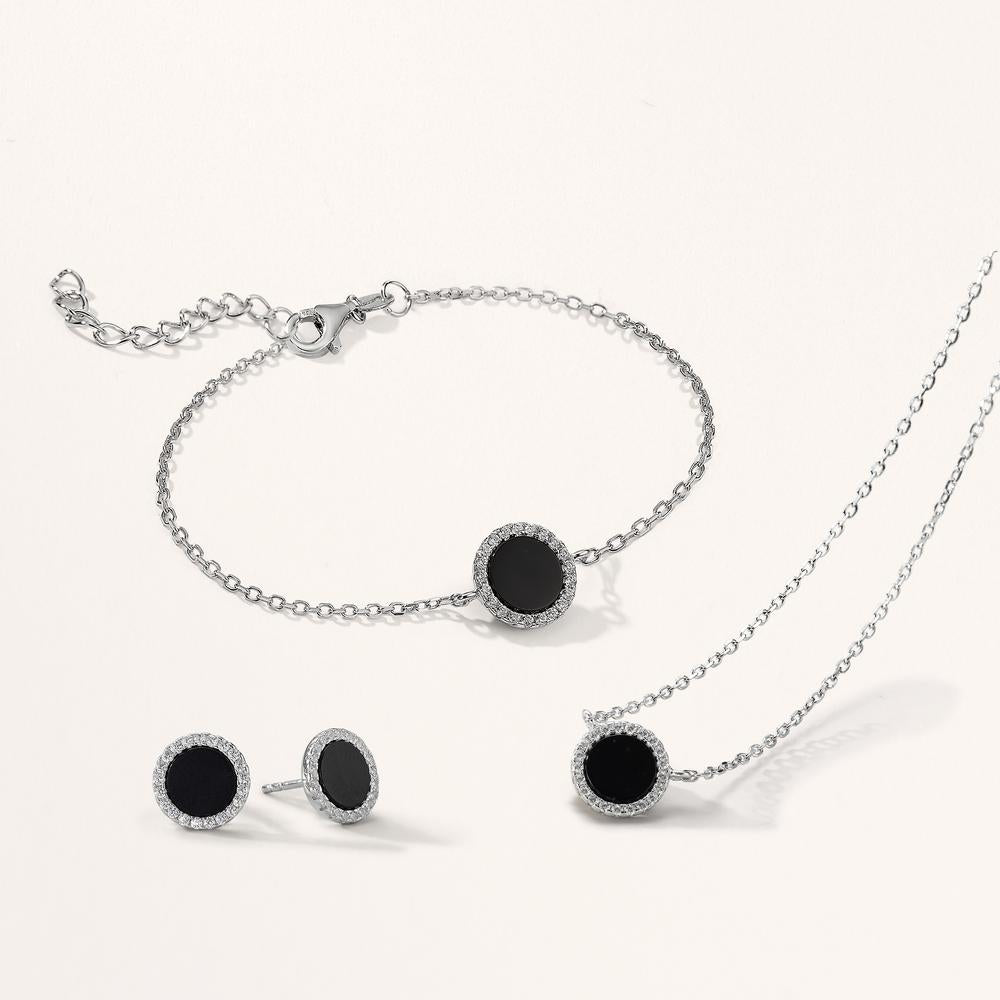 Collier Silber Onyx rhodiniert 40-45 cm verstellbar Ø10 mm
