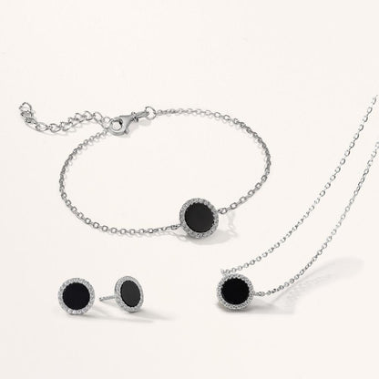 Armband Silber Onyx rhodiniert verstellbar
