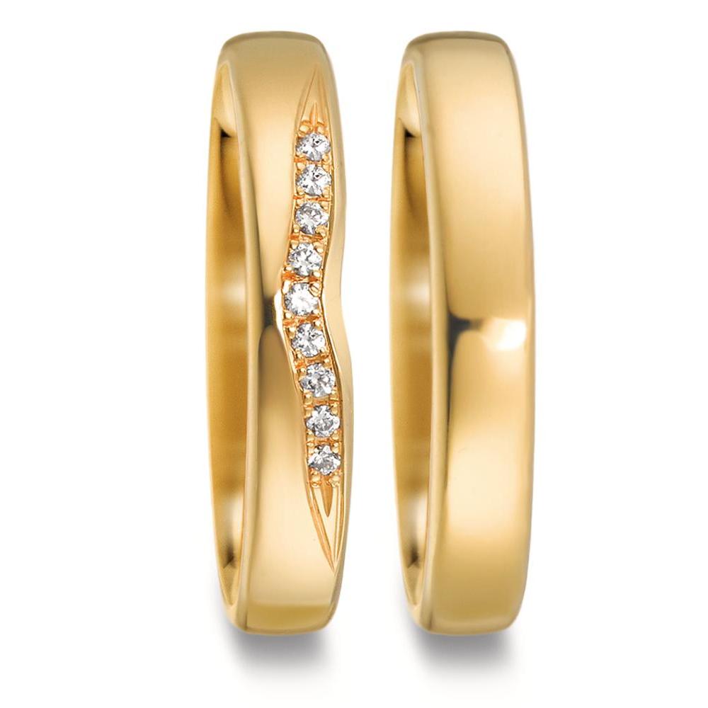 Partnerring 750/18 K Gelbgold Diamant 0.045 ct, 9 Steine, tw-vsi