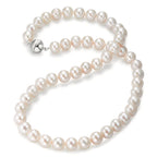 Collier Silber rhodiniert Süsswasserzuchtperlen weiss 8-8.5 mm 42 cm
