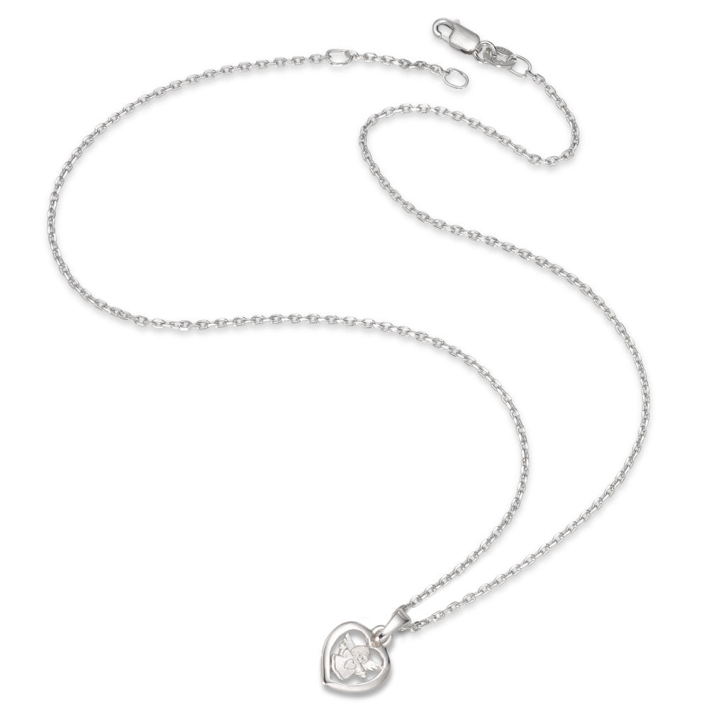 Halskette mit Anhänger Silber rhodiniert Schutzengel verstellbar Ø10 mm