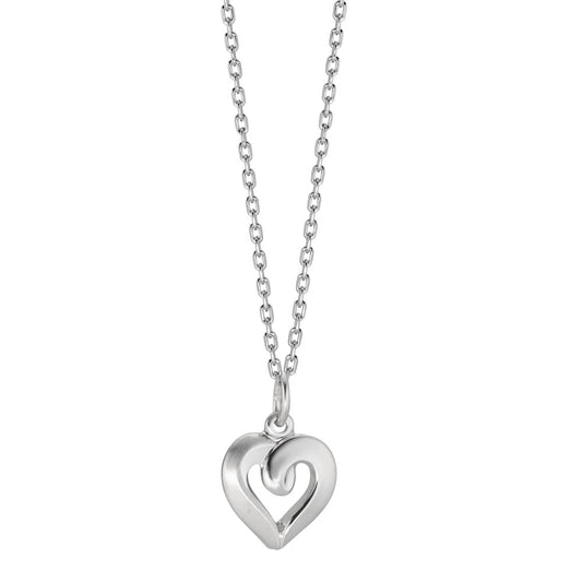 Halskette mit Anhänger Silber rhodiniert Herz verstellbar Ø11 mm