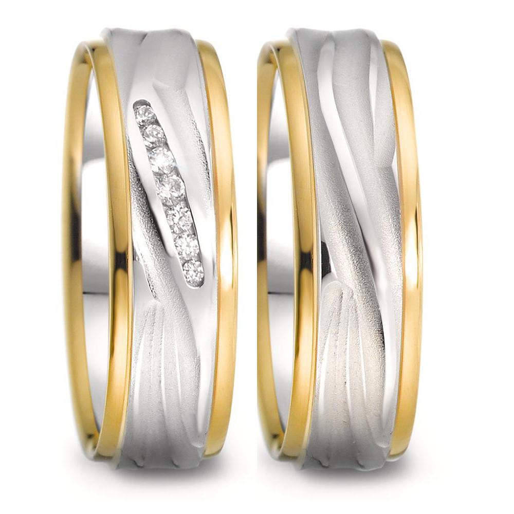 Partnerring 750/18 K Weissgold, 750/18 K Gelbgold