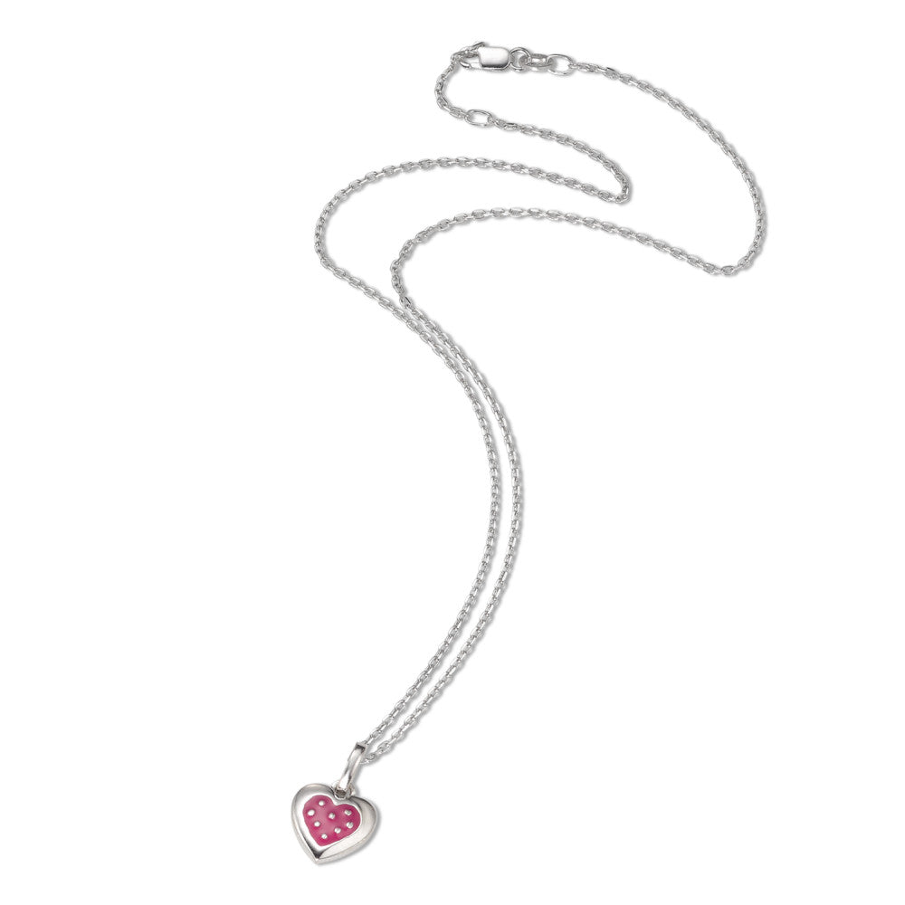 Halskette mit Anhänger Silber rhodiniert Herz verstellbar Ø9 mm