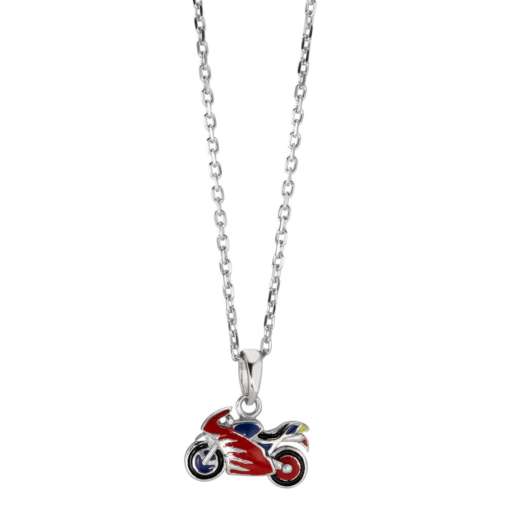 Halskette mit Anhänger Silber rhodiniert Motorrad verstellbar