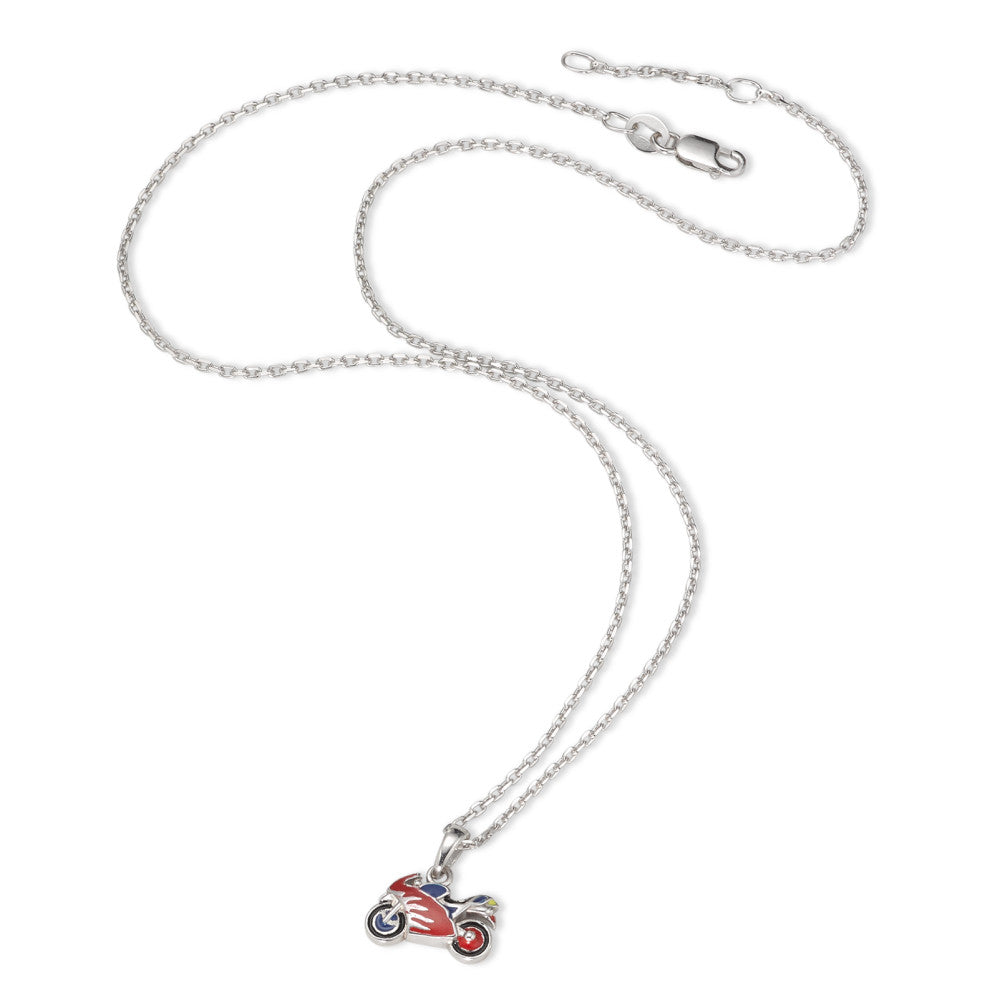 Halskette mit Anhänger Silber rhodiniert Motorrad verstellbar