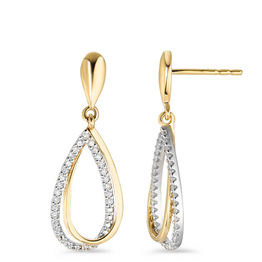 Ohrhänger 750/18 K Gelbgold, 750/18 K Weissgold Diamant weiss, 0.18 ct, 46 Steine, Brillantschliff, w-si