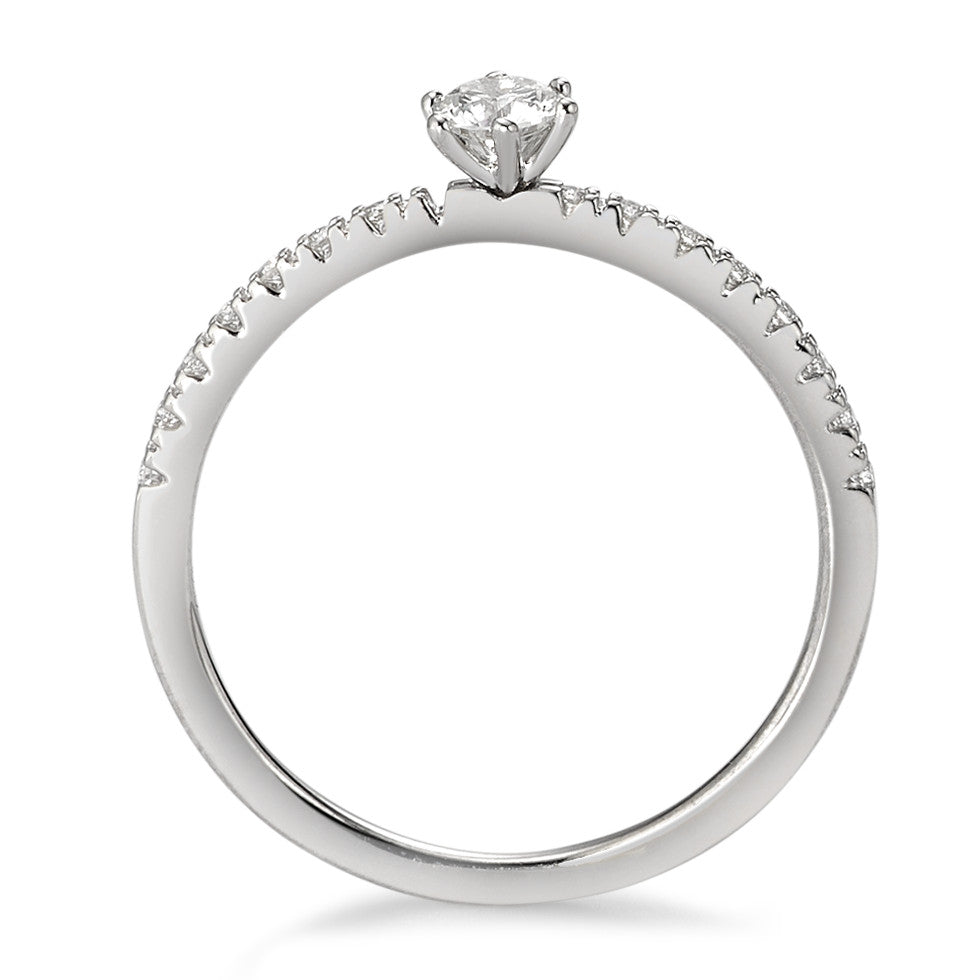 Solitär Ring 750/18 K Weissgold Diamant weiss, 0.25 ct, 17 Steine, Brillantschliff, w-si