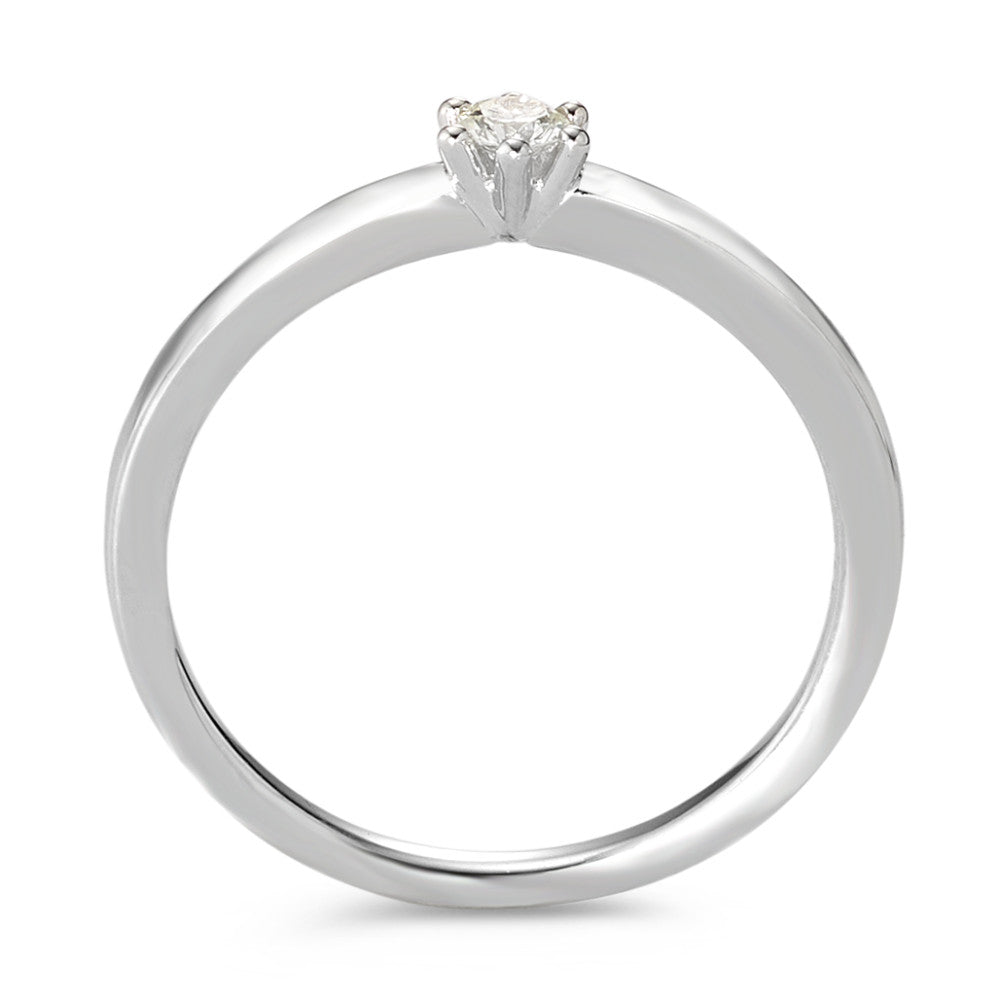 Solitär Ring 750/18 K Weissgold Diamant weiss, 0.09 ct, Brillantschliff, w-si