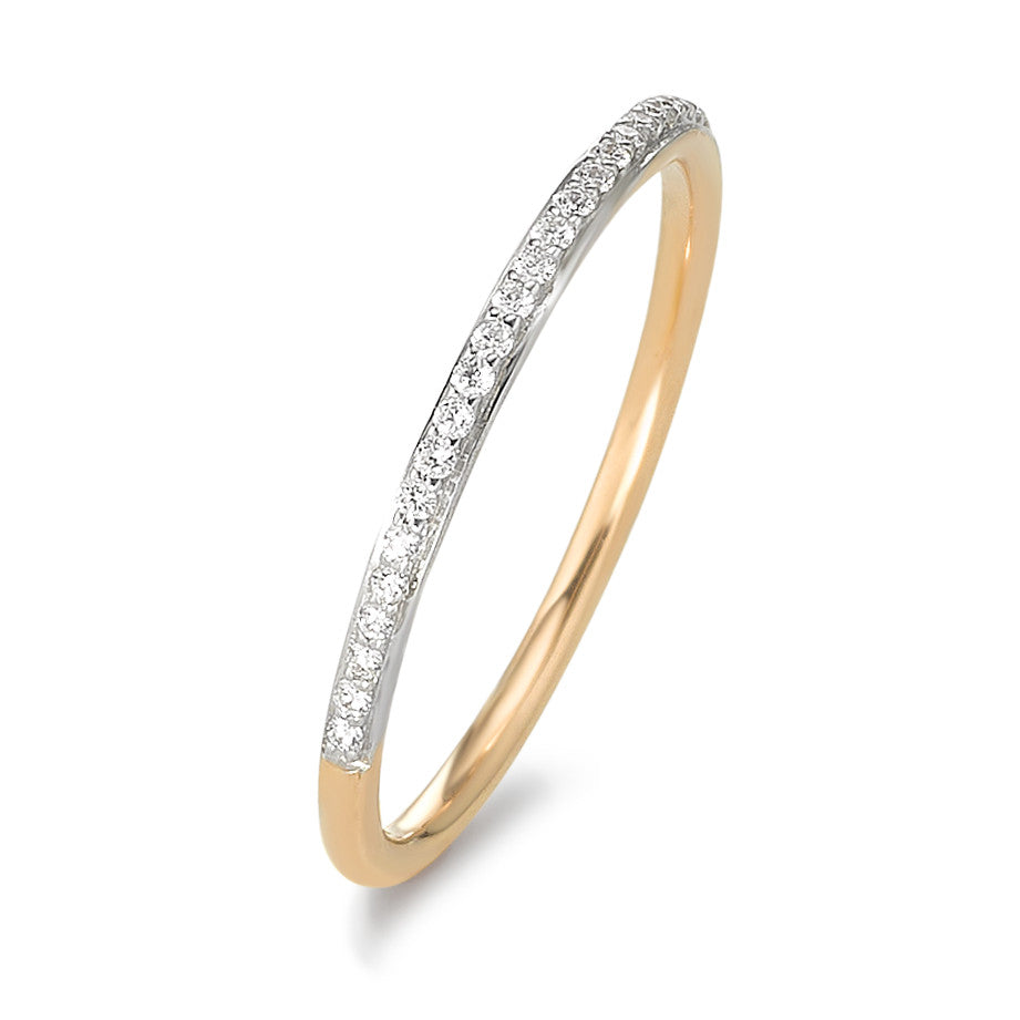 Memory Ring 750/18 K Gelbgold Diamant 0.08 ct, 16 Steine, w-si
