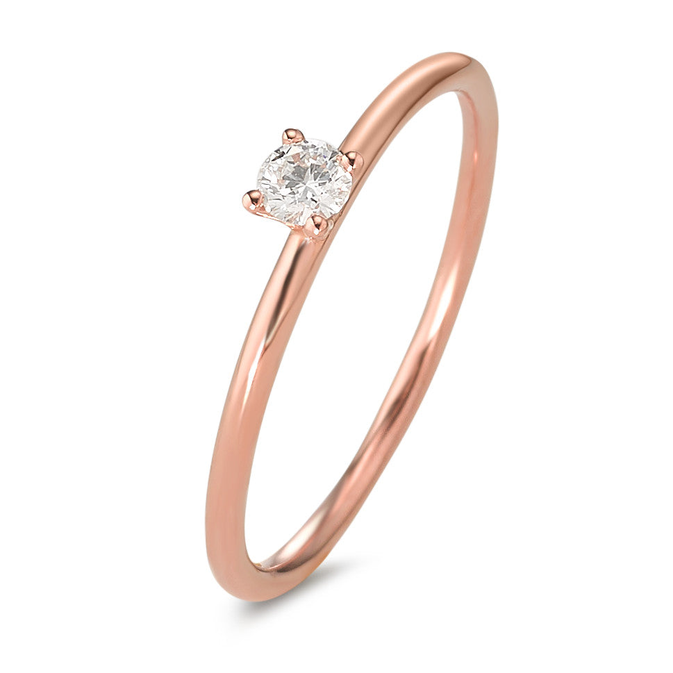Solitär Ring 750/18 K Rotgold Diamant 0.10 ct, w-si