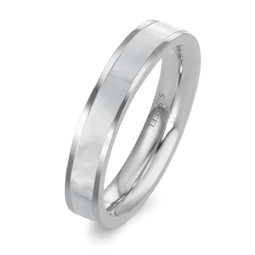 Beisteckring Edelstahl Perlmutt weiss