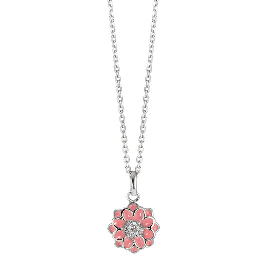 Halskette mit Anhänger Silber Zirkonia rhodiniert Blume