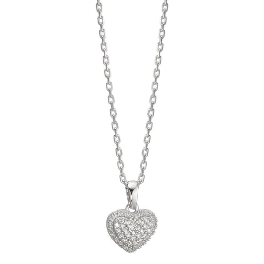 Halskette mit Anhänger Silber Zirkonia rhodiniert Herz verstellbar