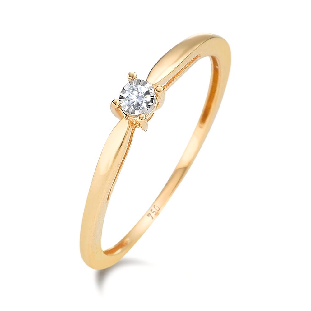 Solitär Ring 750/18 K Gelbgold Diamant 0.03 ct, w-pi2