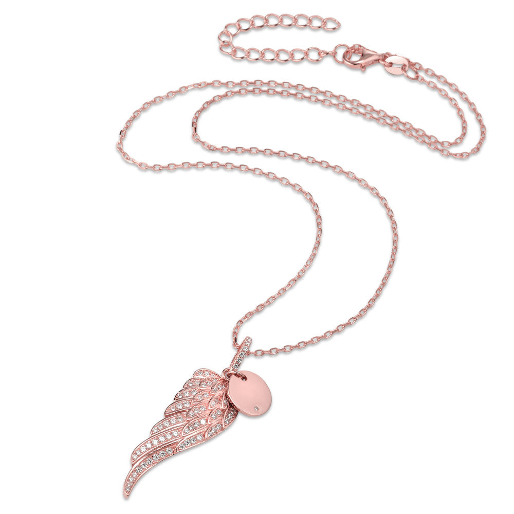 Halskette mit Anhänger Silber Zirkonia rosé vergoldet Flügel verstellbar