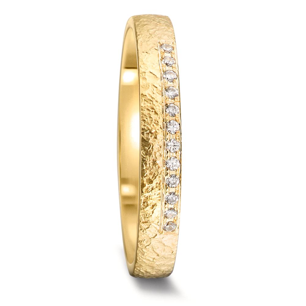 Partnerring 750/18 K Gelbgold Diamant 0.06 ct, 12 Steine, tw-vsi