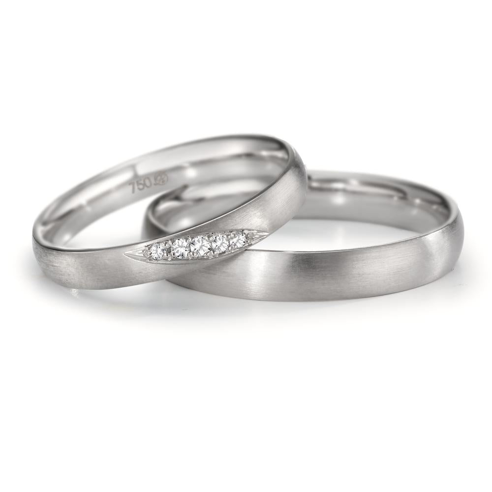 Partnerring 750/18 K Weissgold Diamant 0.036 ct, 5 Steine, tw-vsi