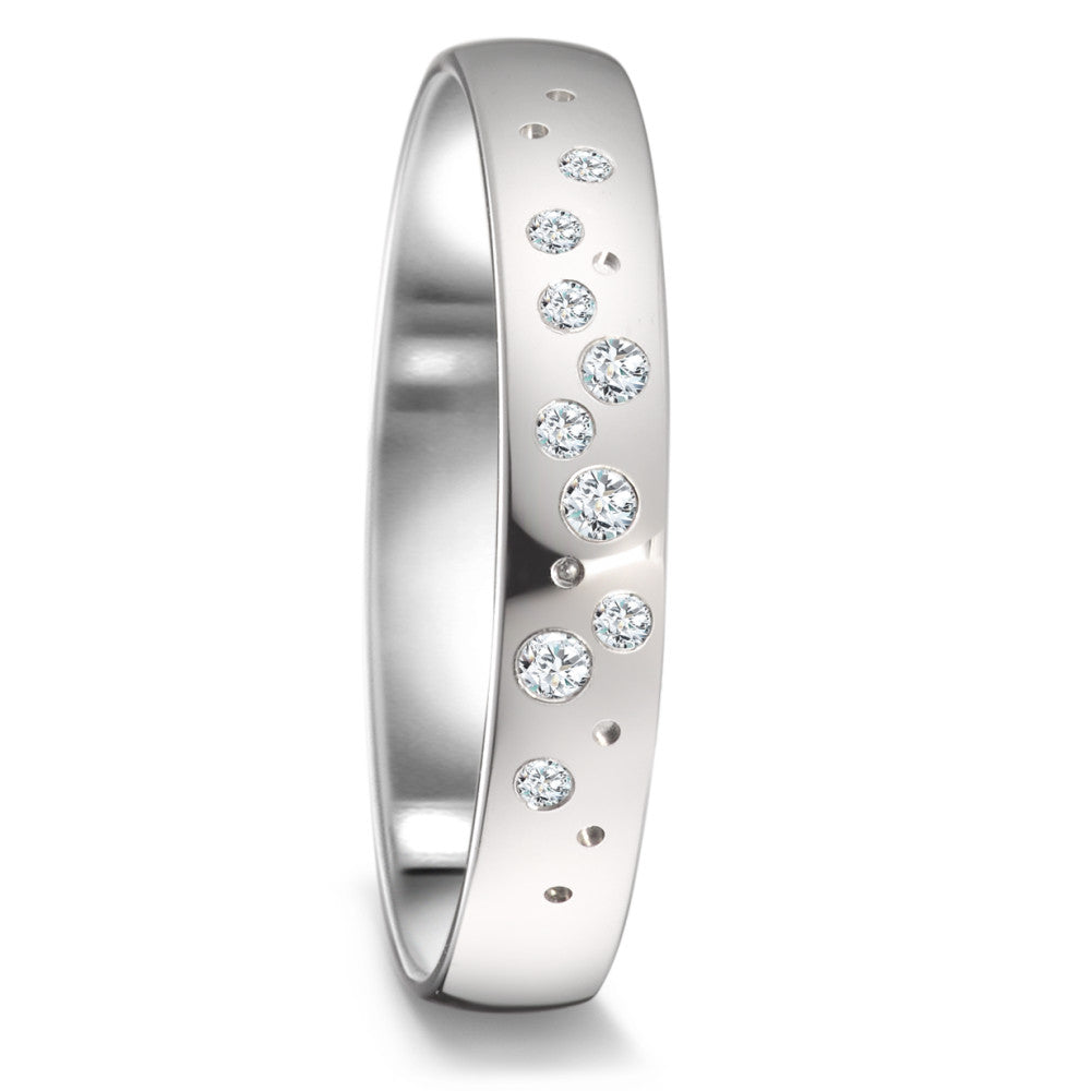 Partnerring 750/18 K Weissgold Diamant 0.087 ct, 9 Steine, tw-si