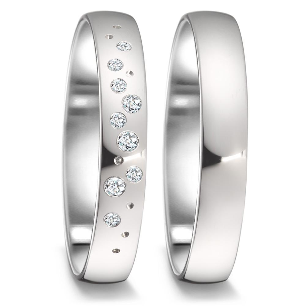 Partnerring 750/18 K Weissgold Diamant 0.087 ct, 9 Steine, tw-si