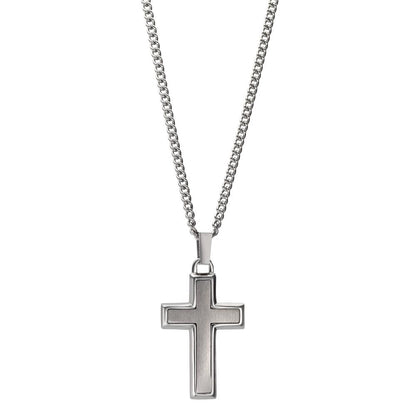 Halskette mit Anhänger Edelstahl Kreuz 55 cm