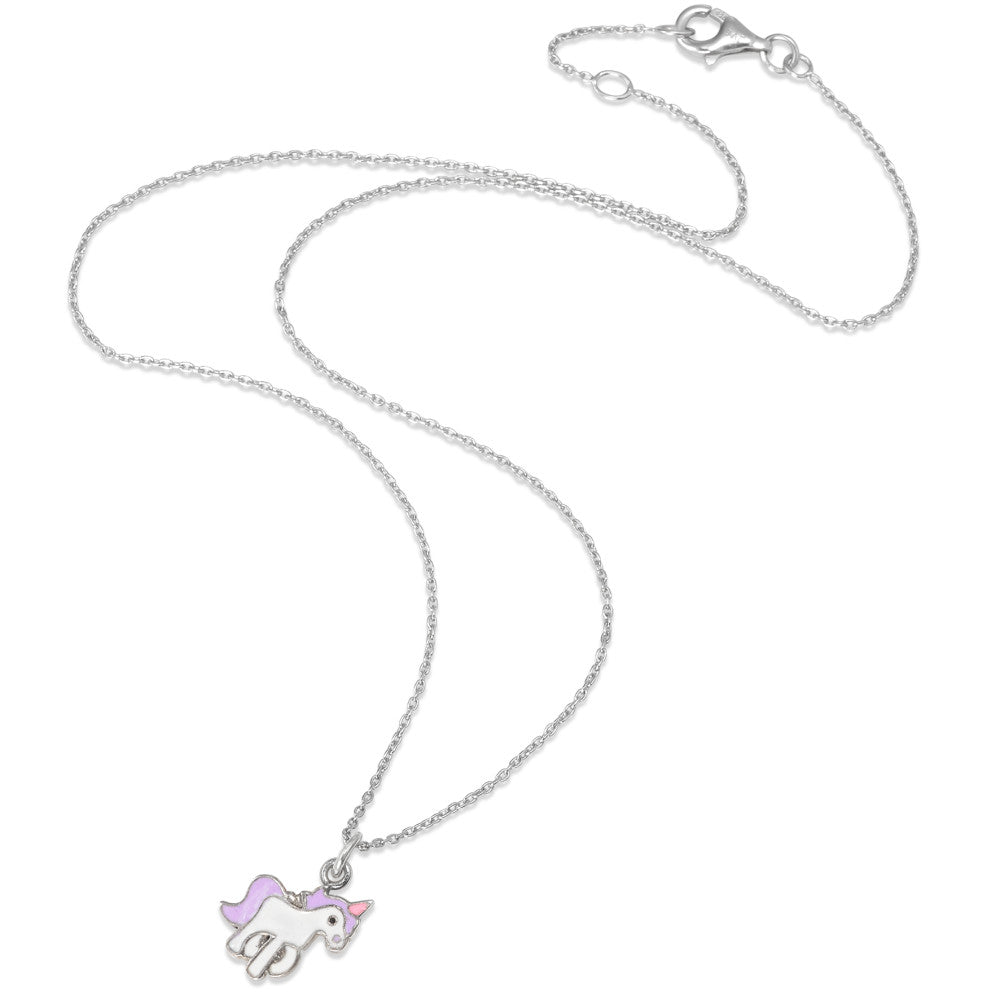 Halskette mit Anhänger Silber rhodiniert Einhorn verstellbar