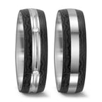 Fingerring 585/14 K Weissgold, Carbon Diamant 0.06 ct, 6 Steine, tw-si