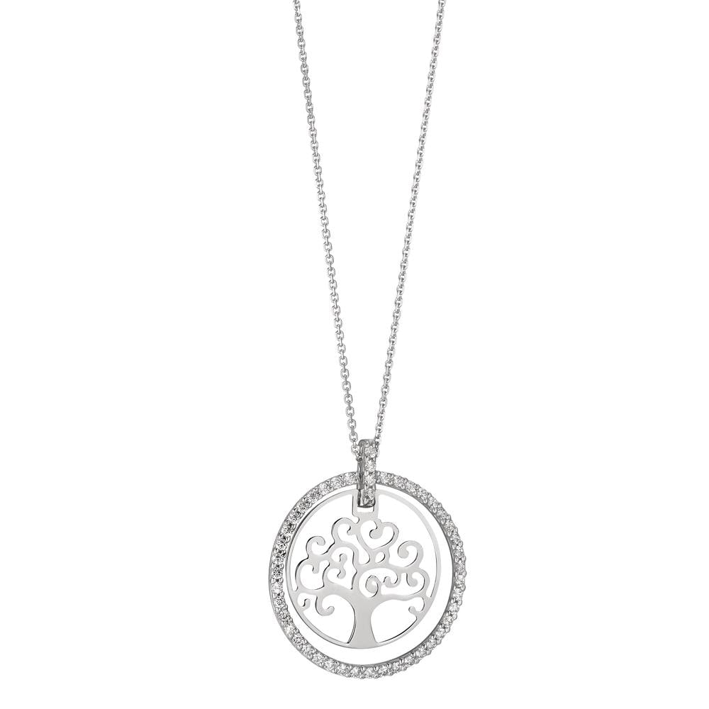 Collier 750/18 K Weissgold Zirkonia Lebensbaum 42 cm Ø18 mm