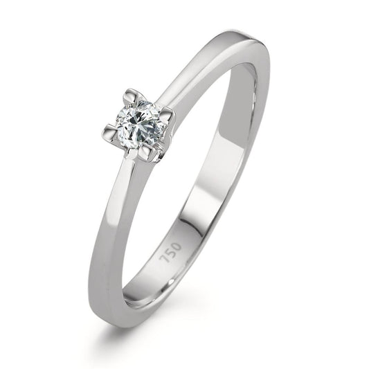 Solitär Ring 750/18 K Weissgold Diamant 0.10 ct, w-si