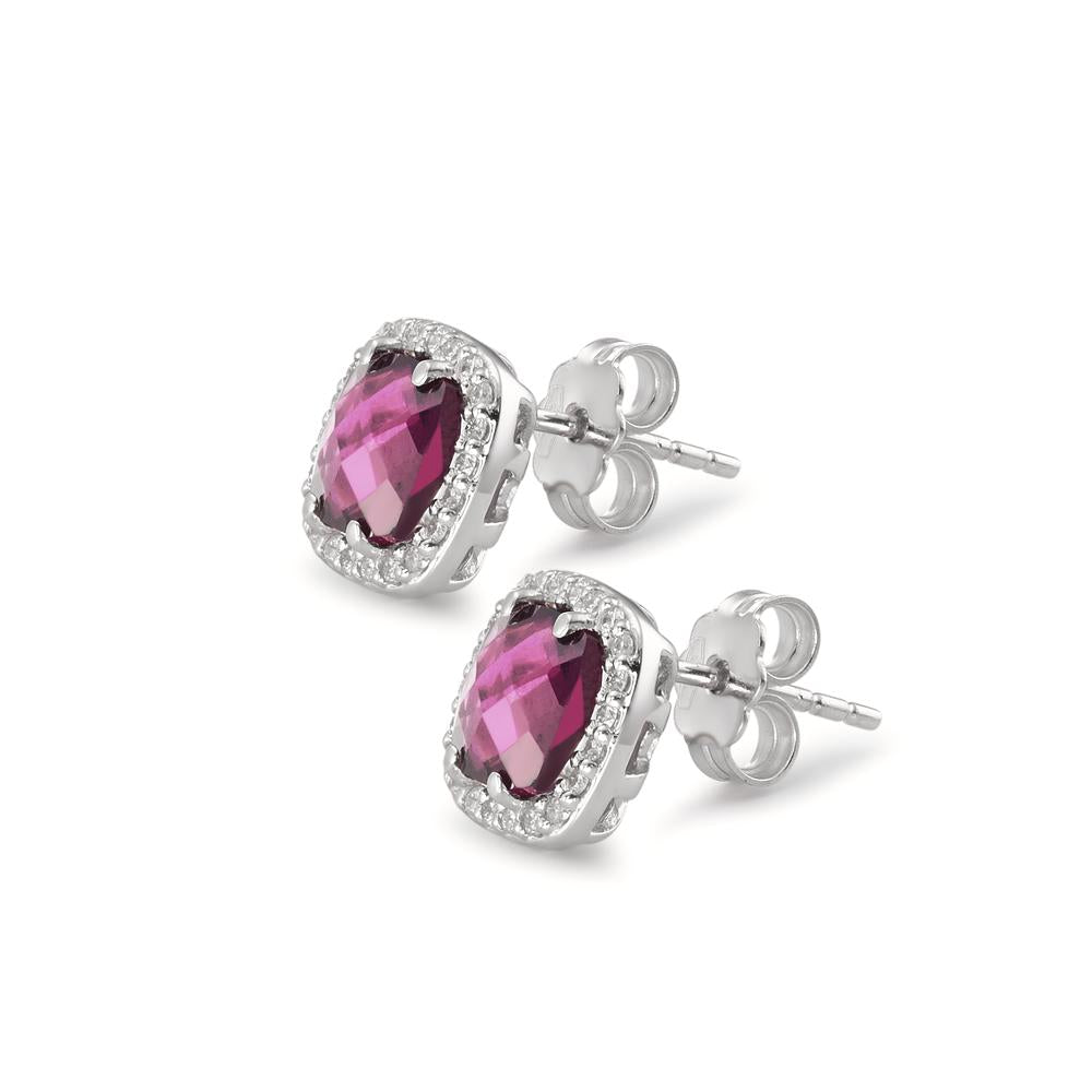 Ohrstecker 750/18 K Weissgold Rhodolith Diamant 0.24ct w-si Ø9 mm