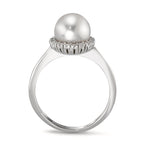 Fingerring 750/18 K Weissgold Diamanten 0.18 ct, w-si Süsswasserzuchtperle weiss, 8 mm