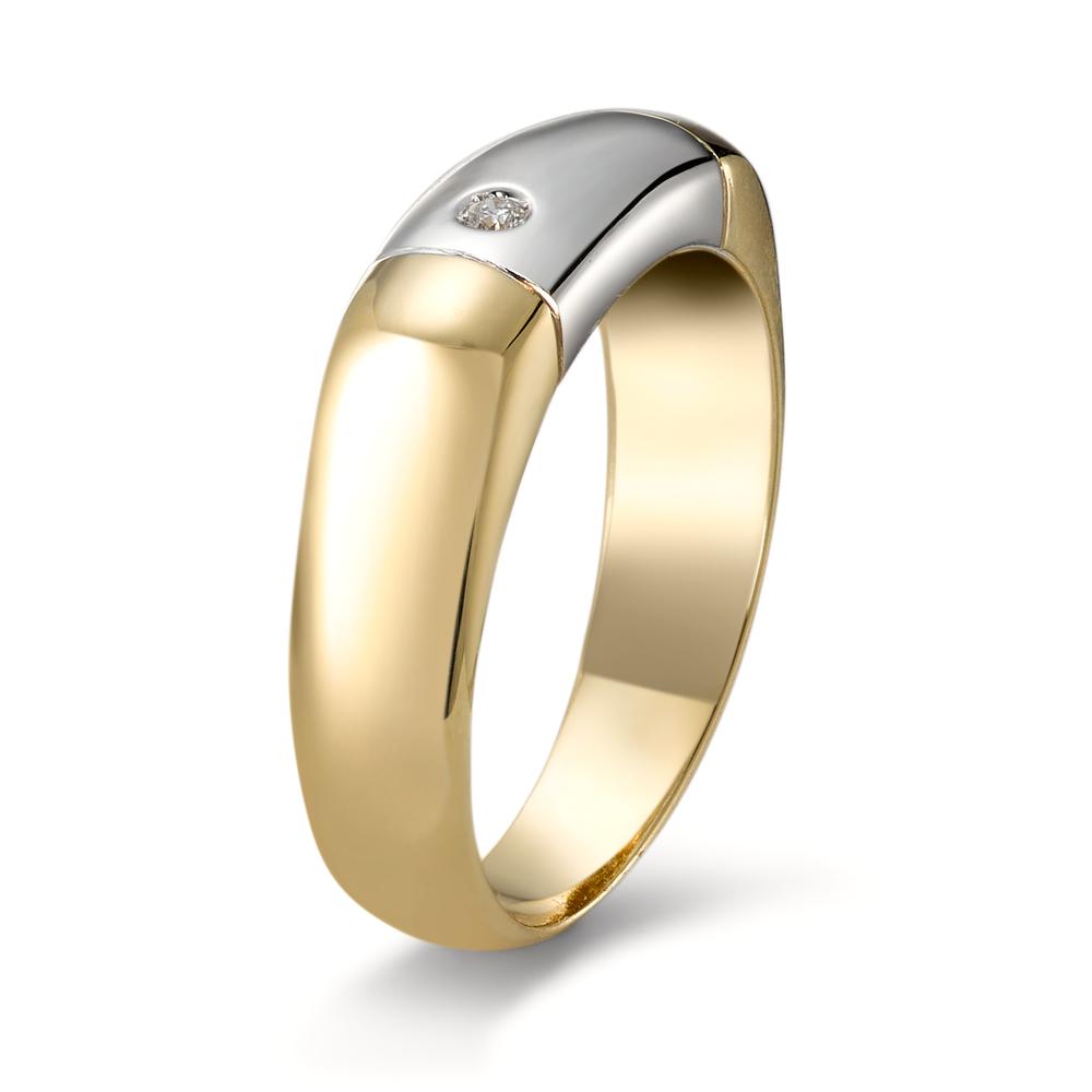 Fingerring 750/18 K Gelbgold, 750/18 K Weissgold Diamant 0.02 ct, w-si