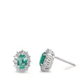 Ohrstecker 750/18 K Weissgold Smaragd 0.80 ct, 2 Steine, Diamanten 0.36 ct, w-si