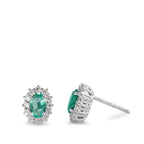 Ohrstecker 750/18 K Weissgold Smaragd 0.80 ct, 2 Steine, Diamanten 0.36 ct, w-si
