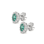 Ohrstecker 750/18 K Weissgold Smaragd 0.80 ct, 2 Steine, Diamanten 0.36 ct, w-si