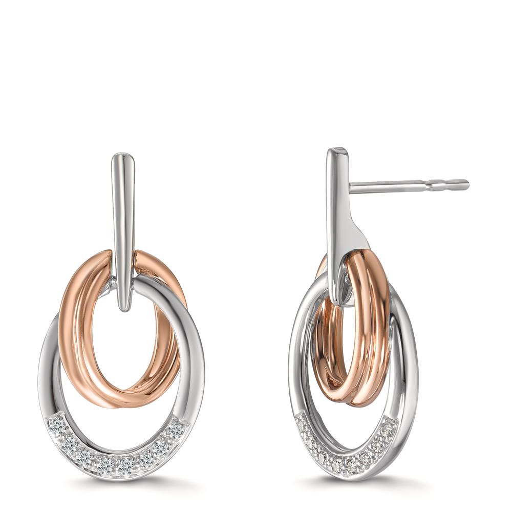 Ohrhänger 750/18 K Weissgold, 750/18 K Rotgold Diamant 0.08 ct, 16 Steine, w-si