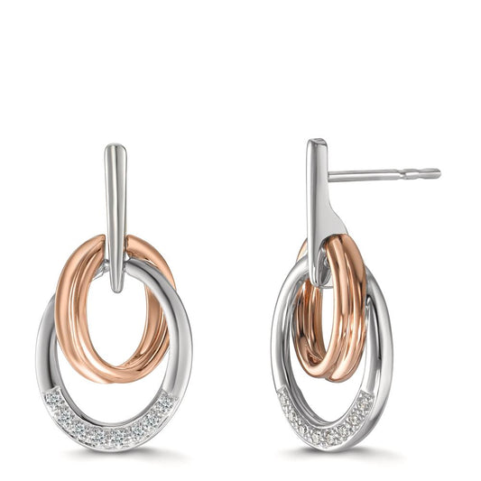 Ohrhänger 750/18 K Weissgold, 750/18 K Rotgold Diamant 0.08 ct, 16 Steine, w-si