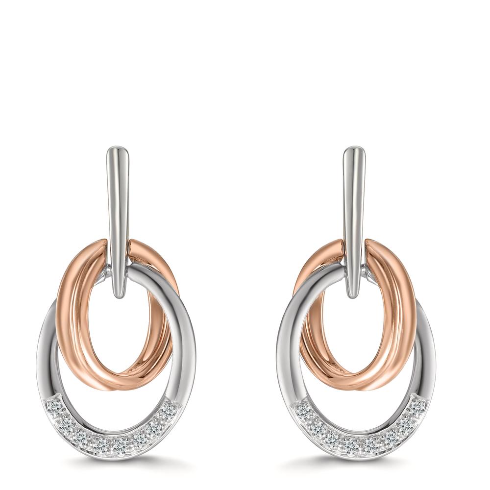 Ohrhänger 750/18 K Weissgold, 750/18 K Rotgold Diamant 0.08 ct, 16 Steine, w-si