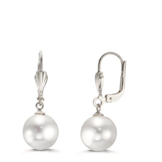Ohrhänger antiallergisch shining Pearls weiss, 2 Perlen, 10 mm