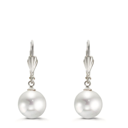 Ohrhänger antiallergisch shining Pearls weiss, 2 Perlen, 10 mm