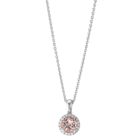 Collier 750/18 K Weissgold Morganit, Diamanten 0.06 ct, w-si 42-45 cm verstellbar
