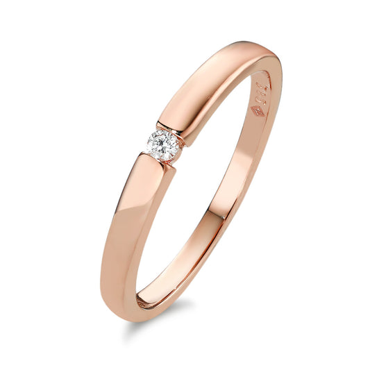 Solitär Ring 585/14 K Rotgold Diamant 0.03 ct, w-si