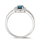 Fingerring 750/18 K Weissgold London Blue Topas oval, Diamanten weiss, 0.19 ct, w-si