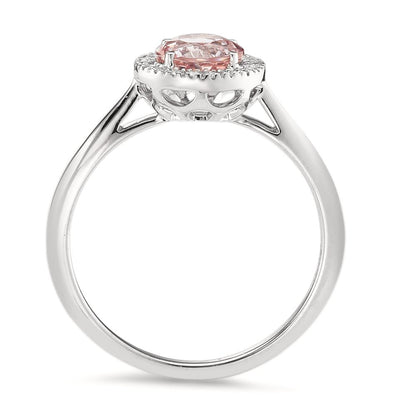 Fingerring 750/18 K Weissgold Morganit, Diamanten 0.11 ct, w-si